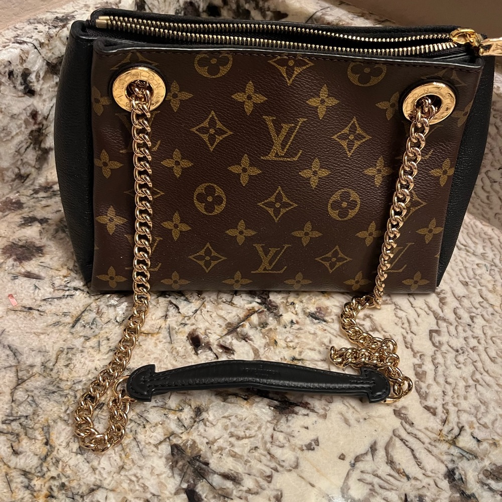 Louis Vuitton Monogram Chain Shoulder Bag in Brown, Black and Gold
